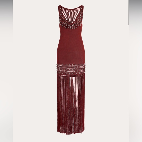 Paco Rabanne Dresses & Skirts - Paco Rabanne Elegant Orange Beaded Fringe Dress